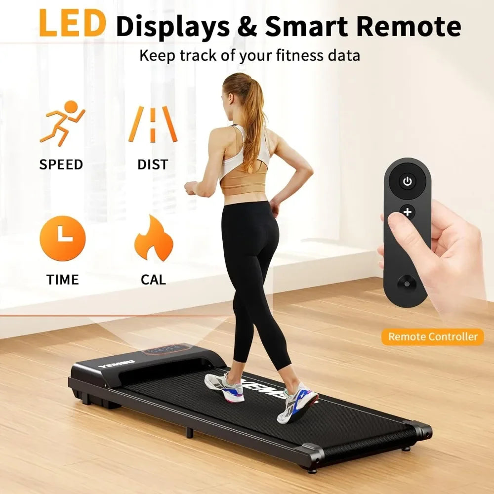 Under Desk Treadmill for Home and Office, 2 in 1 Portable Walking Pad Treadmill with Remote Control, LED Display,