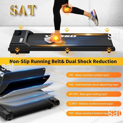 Under Desk Treadmill for Home and Office, 2 in 1 Portable Walking Pad Treadmill with Remote Control, LED Display,