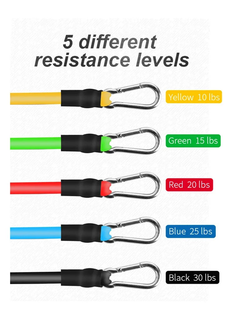 11 Pieces/Set Latex Resistance Band Training Exercise Tube Yoga Rope Pull Elastic Rubber Expander Fitness Equipment Belt