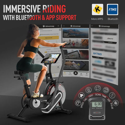 XR5 Exercise Bike,Assault Bike,Stationary Upright Indoor Cycling Bike with Dual Acction Handlebars,Recumbent Cross Trainer and E