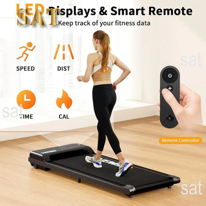 Under Desk Treadmill for Home and Office, 2 in 1 Portable Walking Pad Treadmill with Remote Control, LED Display,