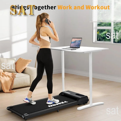 Under Desk Treadmill for Home and Office, 2 in 1 Portable Walking Pad Treadmill with Remote Control, LED Display,