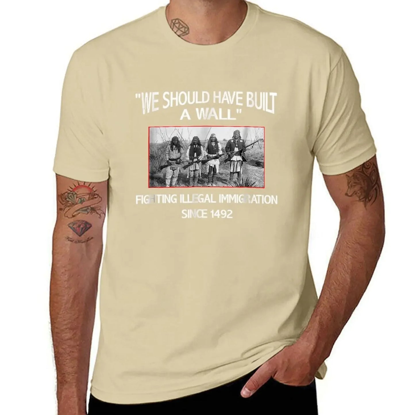 We Should Have Built a Wall Immigration Since 1492 Native American T-Shirt Blouse summer top vintage t shirt men