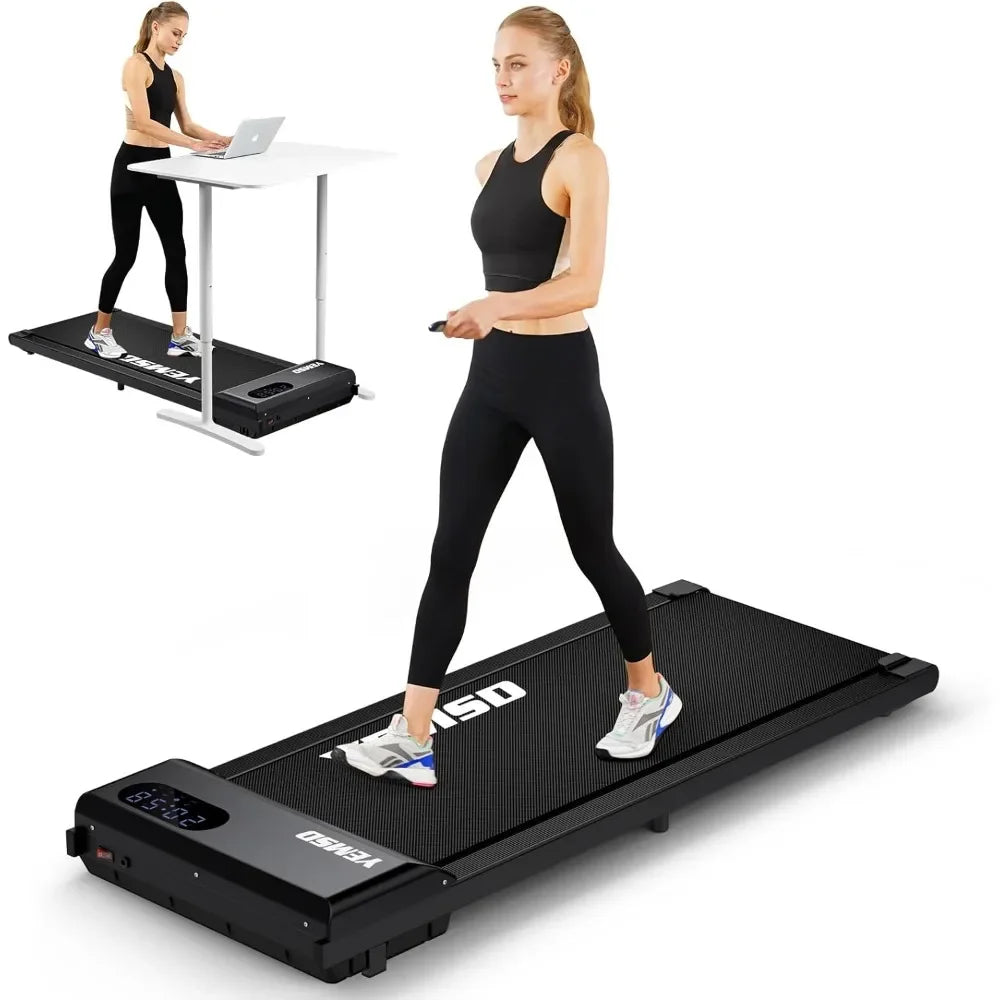 Under Desk Treadmill for Home and Office, 2 in 1 Portable Walking Pad Treadmill with Remote Control, LED Display,